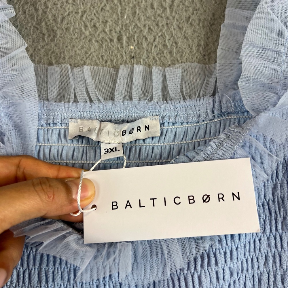 Baltic Born Light Blue Emma Smocked Tulle Dress Ruffle Strap 3XL - Picture 6 of 13